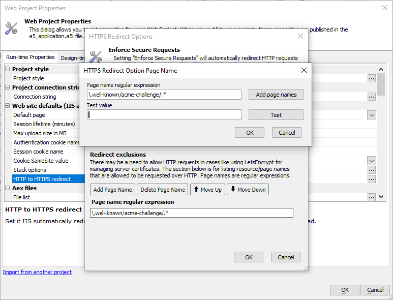 HTTP to HTTPS automatic redirect exclusion regular expression.
